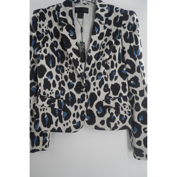 Kardashian Kollection Leopard Print Blue Black White Tailored Blazer Size XL NWT - Picture 7 of 12